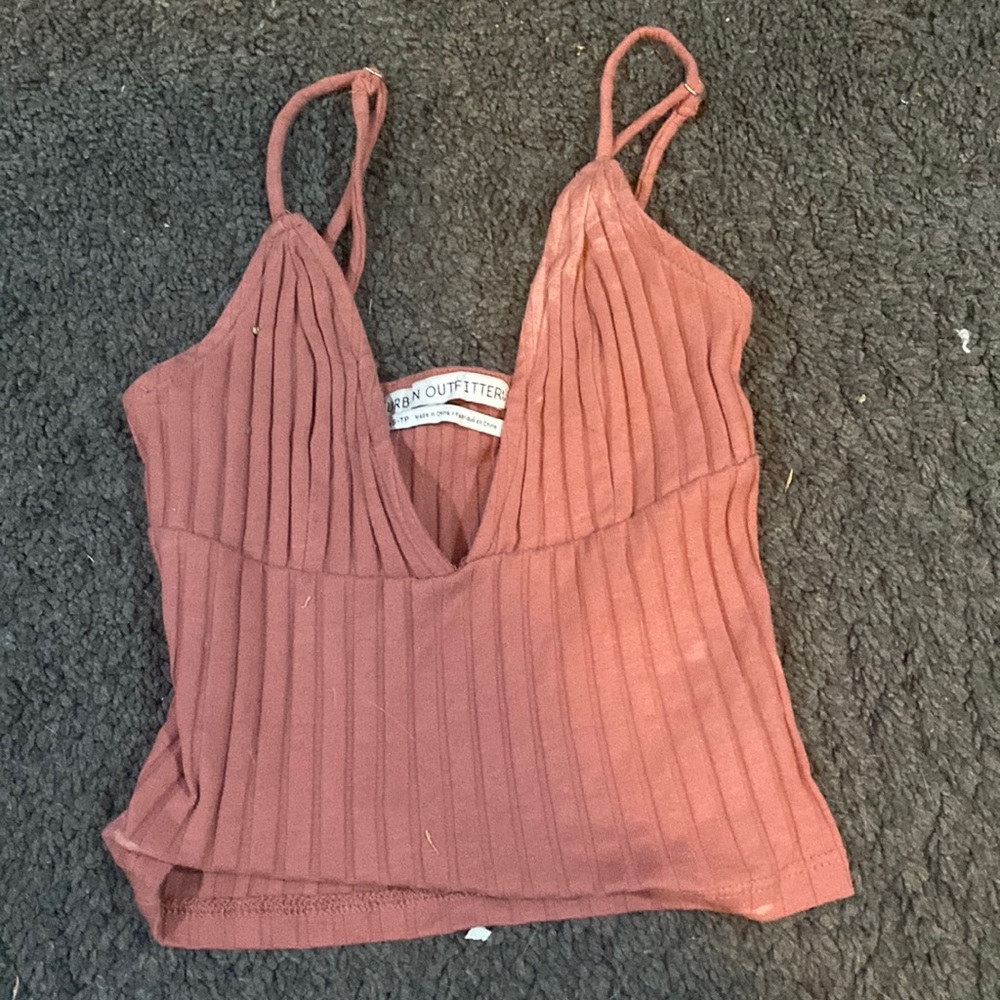 Pink cropped spaghetti strapped top